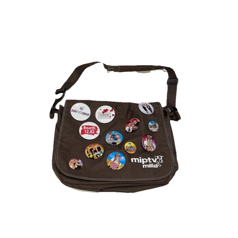 Rare‎ MIPTV Milia Messenger Bag w/ 11 Telenovela Pins Rebelde Sos Mi Vida Lalola